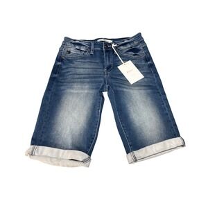 KanCan Bermuda Shorts Mid Rise Cuffed Hem Denim Blue Size‎ 3/25